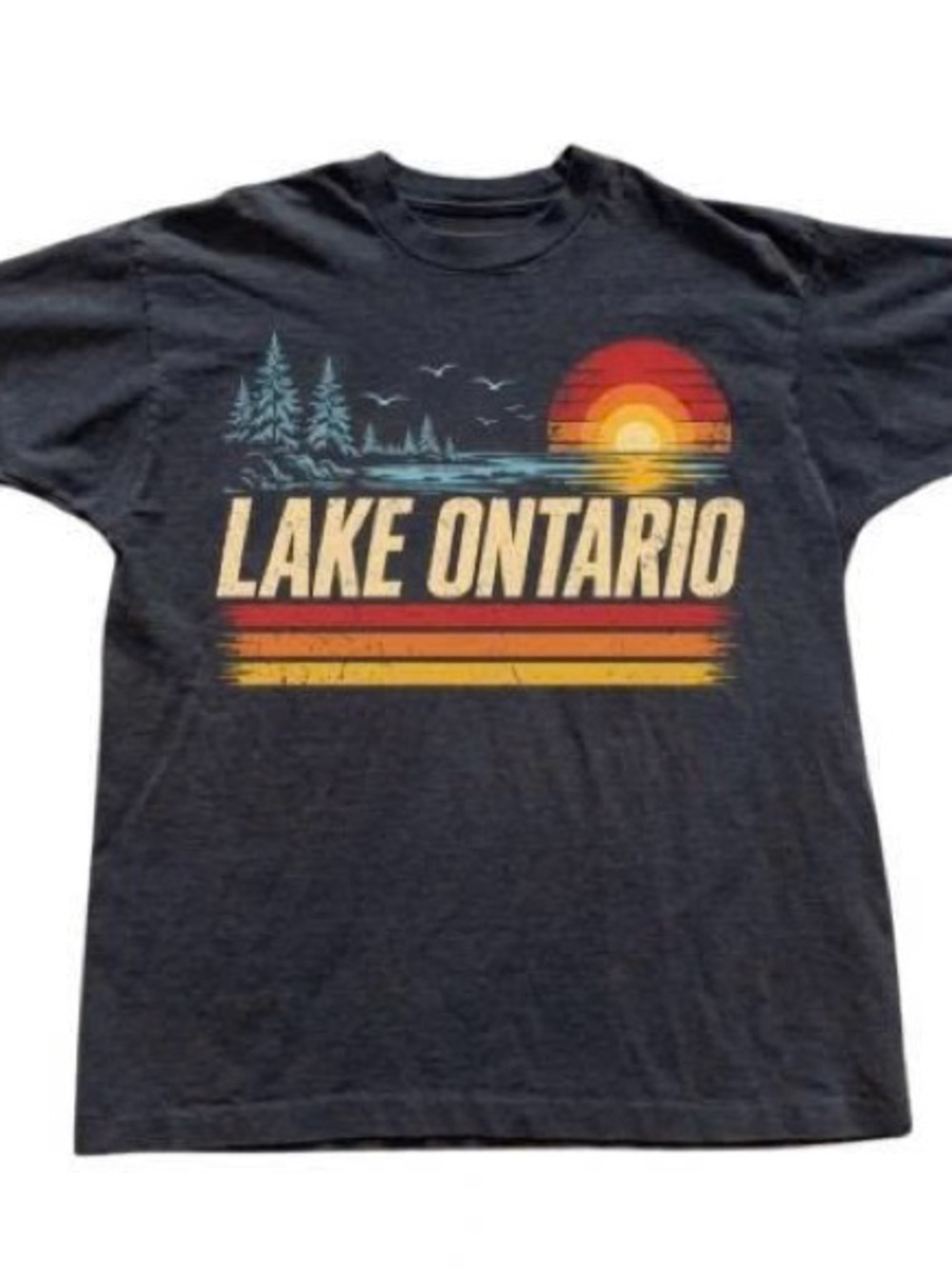 Lake Ontario Graphic Tee - Charcoal Sunset Design